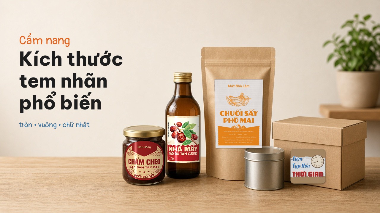 Kích thước tem nhãn, sticker phổ biến cho sản phẩm và cách chọn